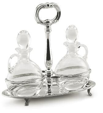 inglese oval cruet with fiorenza bottles mod. inglese cm. 22x18 h.cm. 24 - cod.