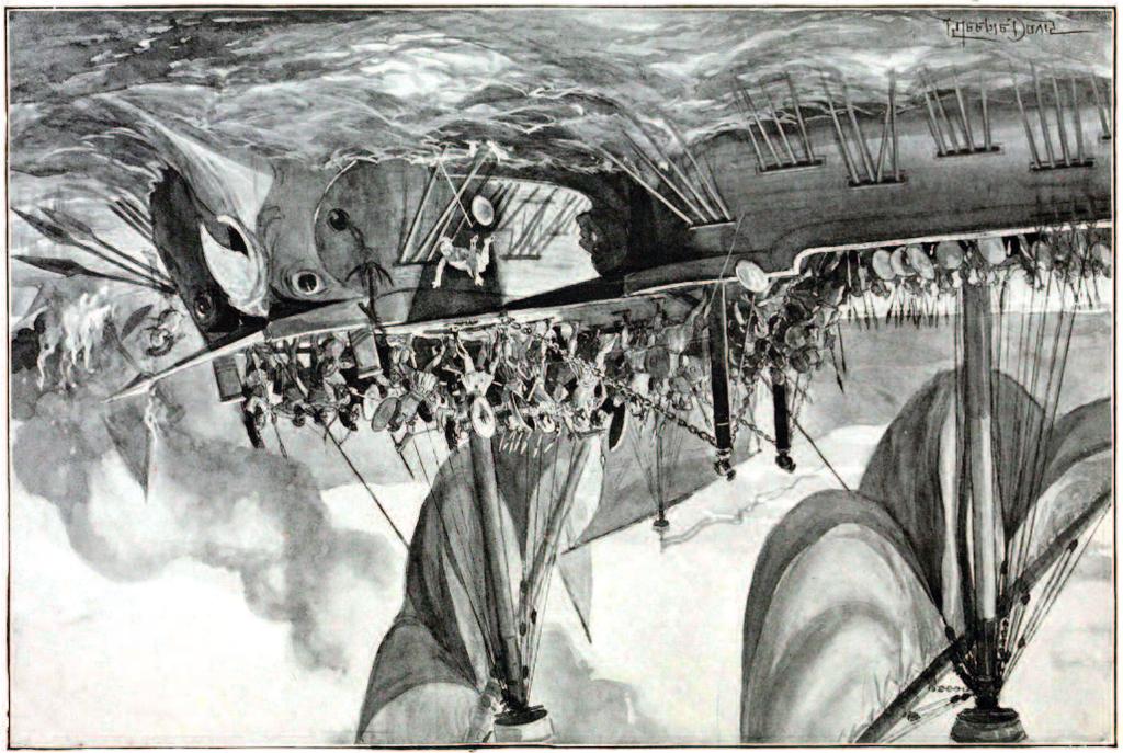 Una stampa del 1900 dell illustratore americano John Steeple Davis fa capire quanto approssimativo fosse il concetto che si aveva delle navi romane: dalle dimensioni eccessive, al fatto che le navi