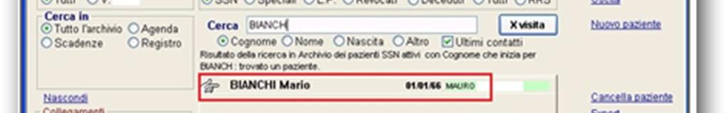 selezionando un paziente, è possibile