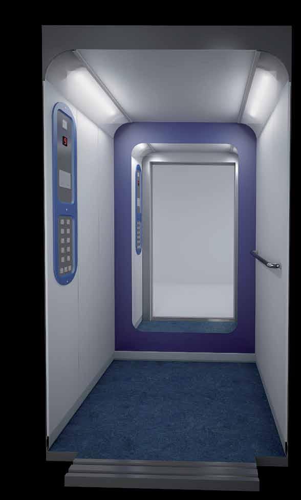 Pavimento / Floor Profili / Profiles Bottoniera / Car Operating Panel Parete di frontale / Rear Wall Pareti / Car Walls Cielini / Ceiling BLANCO FRANCIA BLANC POLAIRE BIANCO WHITE AZUL MARINO BLUE