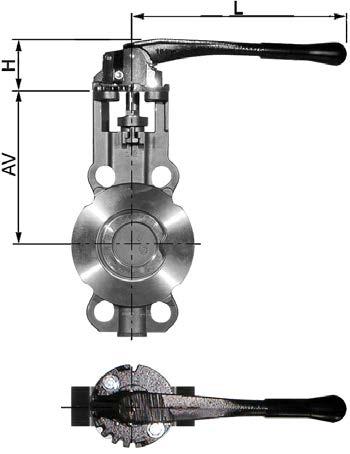 Dimensioni Leva: DN pmax[bar] AV H L [kg]* 50 HLG.F0714.260-E.C 50 162,5 66 260 1,2 65 HLG.F0714.260-E.C 50 169,5 66 260 1,2 80 HLG.F0714.260-E.C 25 173,5 66 260 1,2 100 HLG.