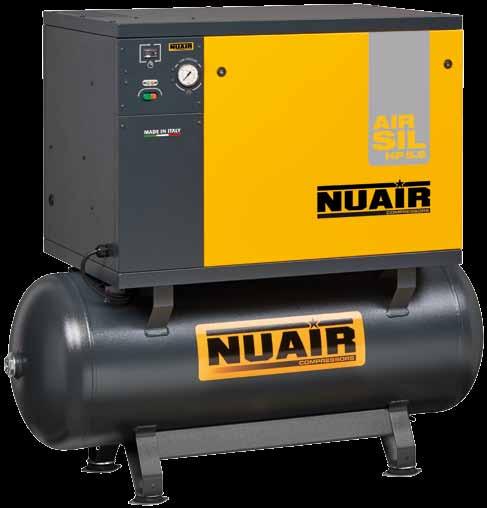 AIR SIL2 NB5/5,5FT/270 oil 5,5 hp 270 l 11 bar 64 db(a) Dotati di silenziatore supplementare sull aspirazione del compressore per aumentare l abbattimento del rumore.