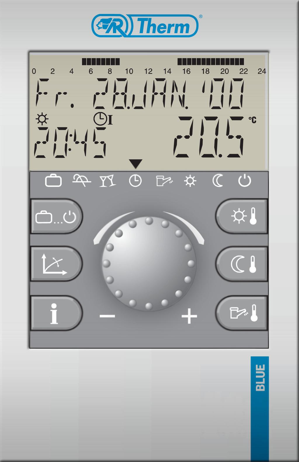 Di programmare sia le temperature che gli orari di funzionamento. Il display segnala eventuali anomalie del gruppo termico. CRONOTERMOSTTO Codice 202.03.