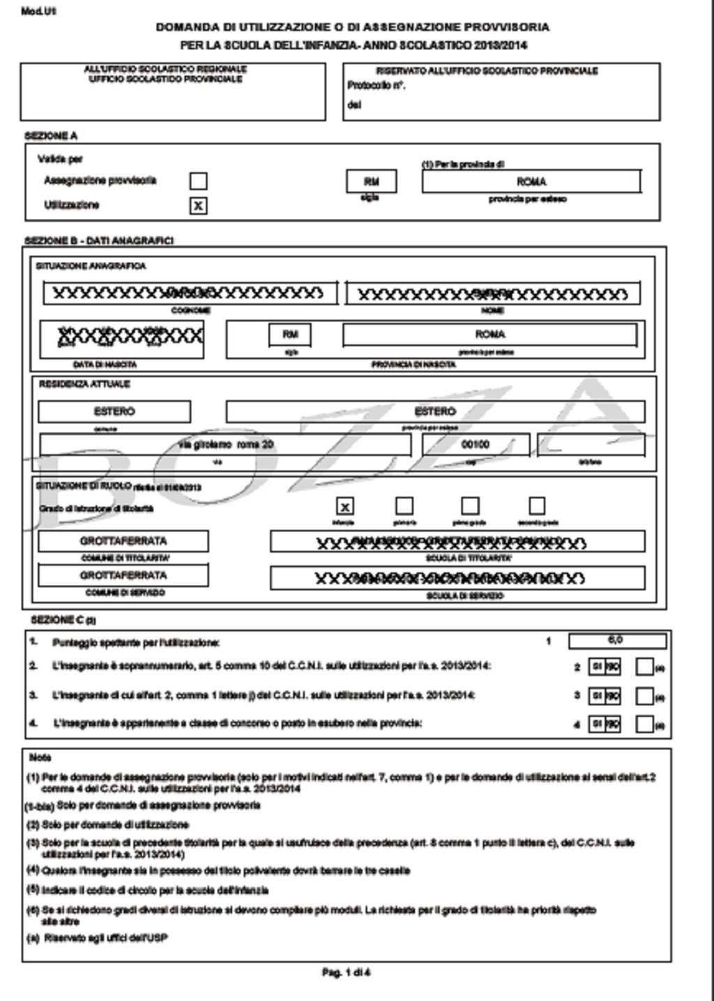 Viene visualizzata la domanda in formato bozza.