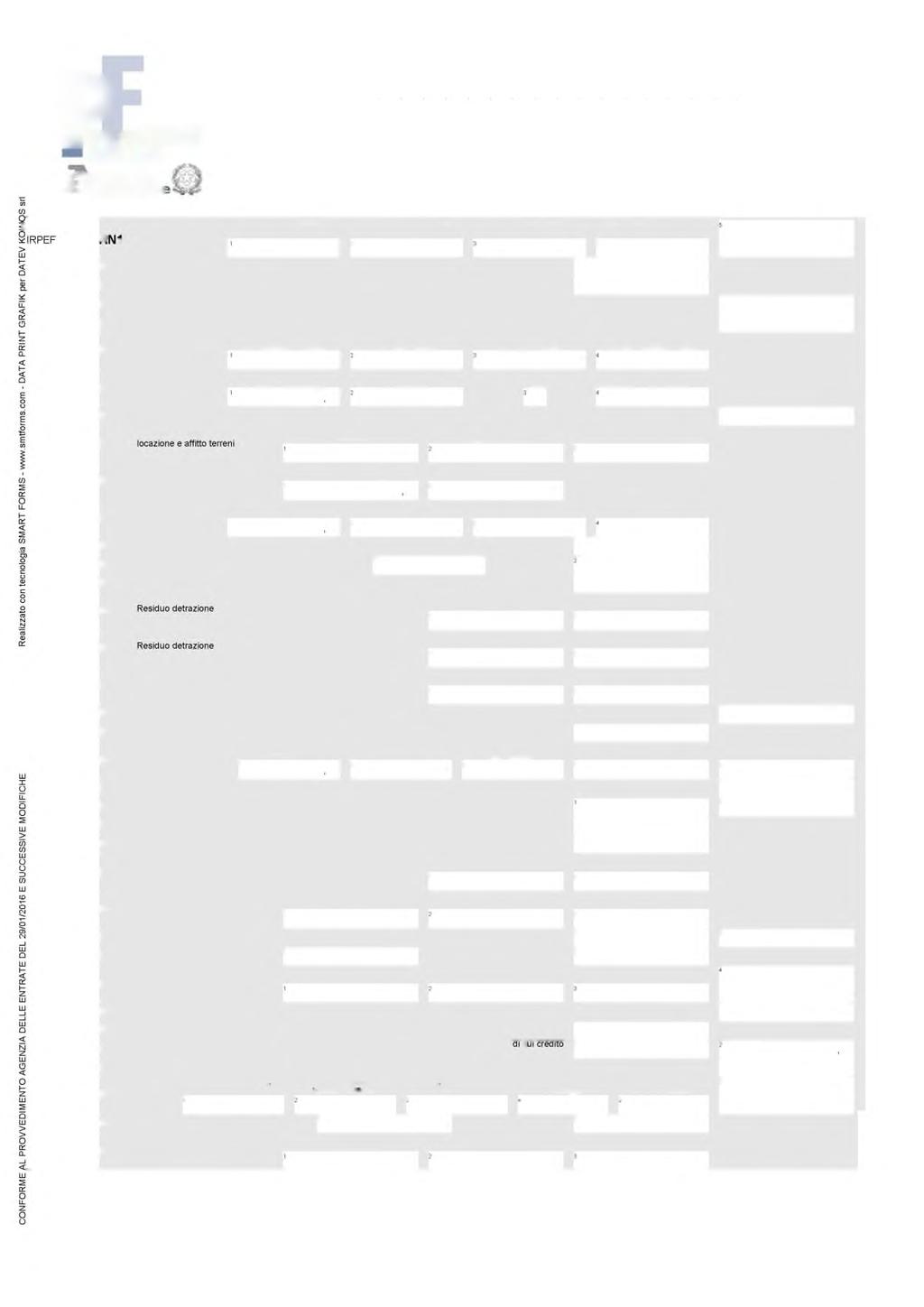 pt PERSE FISICHE ^ J 9 e n z i - a ^ a b n t r a t c D IC E FISCALE REDDITI QUADR R - Determinazine dell IRPEF QUADR RV - Addizinale reginale e cmunale all IRPEF QUADR CS - Cntribut di slidarietà