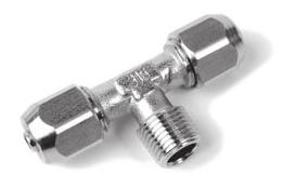 Raccordi inox Stainless steel fittings Raccordo a T maschio centrale conico Tee male adapter (taper) - centre leg TC1411864NIX 6/4 1/8 TC1411464NIX 6/4 1/4 TC1411886NIX 8/6 1/8 TC1411486NIX 8/6 1/4