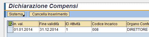 2) poi cliccare sul pulsante Cancella Inserimento; appare il seguente messaggio: In