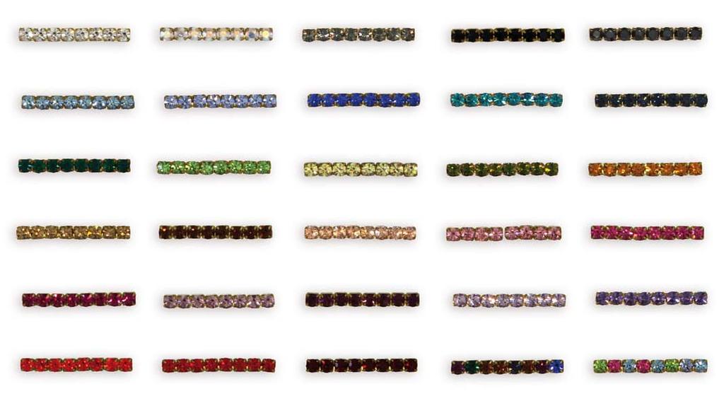 SS 28 Colori disponibili Available colours CRYSTAL CHAINS AND BRASS ITEMS CRYSTAL AQUAMARINE EMERALD LT. COL.