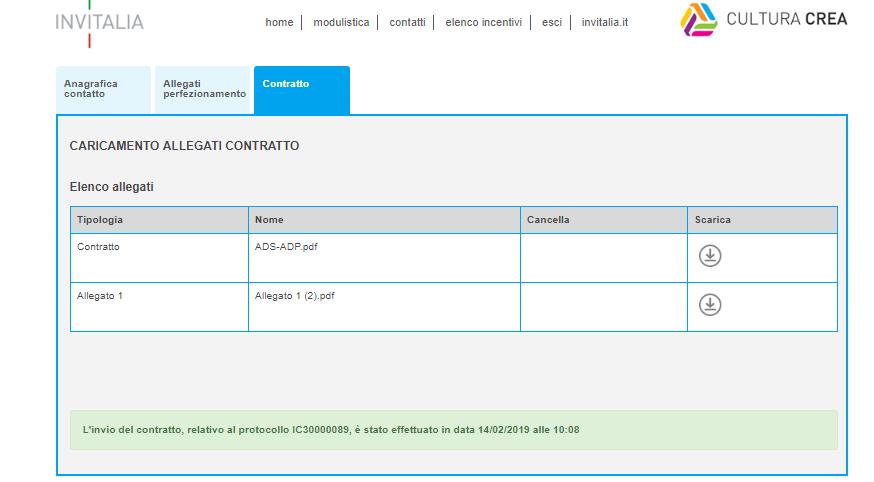 Figura 25 Data e ora invio Contratto La fase di perfezionamento si conclude con l invio del Contratto.
