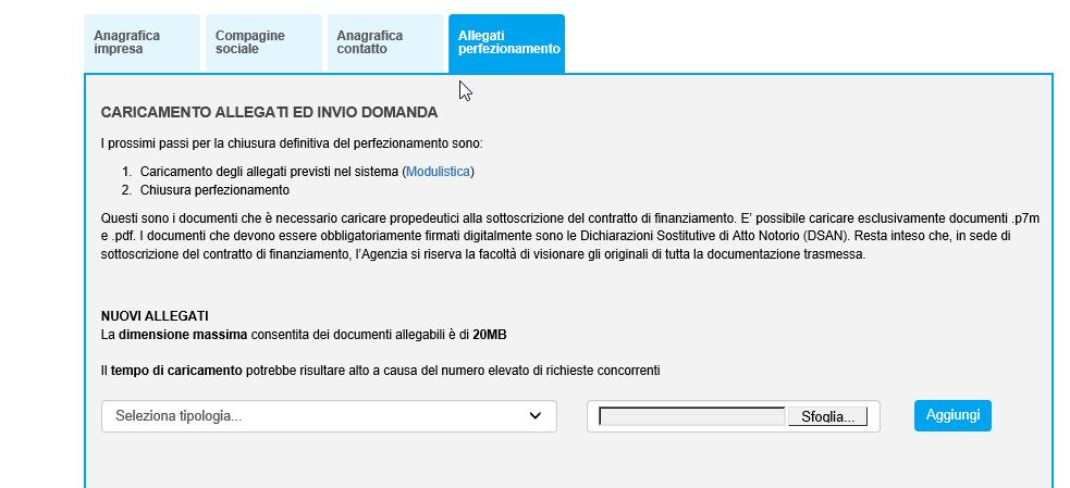 Nel caso in cui fosse inferiore, il sistema non permetterà di andare avanti con il caricamento degli allegati (Figura 6).