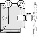 12 (24), supporto cuscinetto Fig. 12 (25) e della squadra di fissaggio Fig. 12 (22) a filo con il bordo anteriore del fondo e del fianco del mobile. Fig. 12 u Allineare l'apparecchio in altezza: tramite le viti di regolazione Fig.