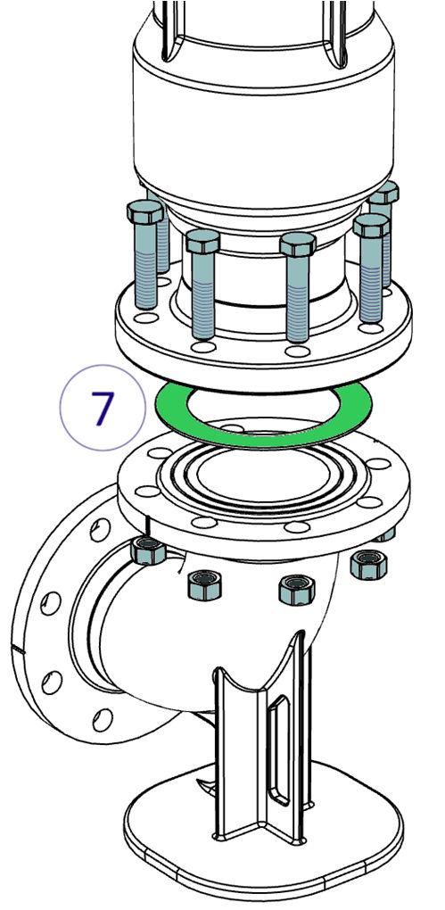 2.3 Montaggio dell idrante Installare l idrante calandolo dall alto sul gomito a piede e fissarlo utilizzando il set guarnizione e bulloni per flangia 7 articolo 569.