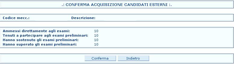 Nella pagina seguente Saranno visualizzati i dati precedentemente acquisiti.