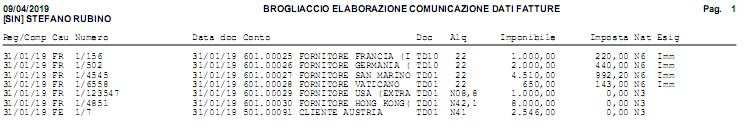 Selezionare stampa brogliaccio per ottenere la stampa del riepilogo delle fatture interessate Confermare con OK (F10) Otteniamo un