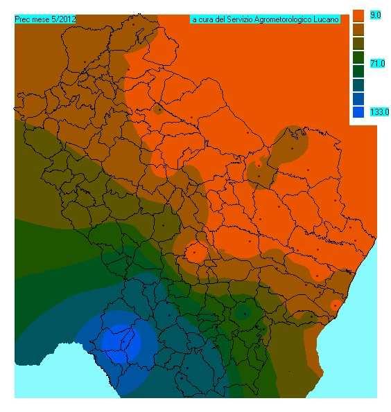 Fig. 2 Curve di livello precipitazioni