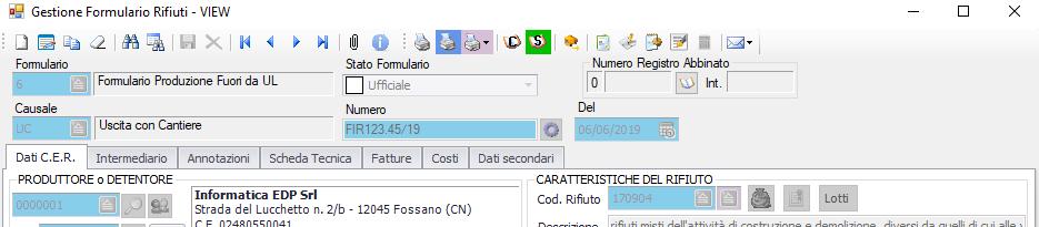 Nel campo Produttore appariranno automaticamente i dati della tua ditta. Seleziona quindi il Trasportatore (eventualmente la tua azienda) e il Destinatario.