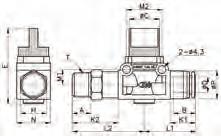 137 FUNCTION FITTINGS / MANUAL VALVES / CDC PNEUMATICS HVC-R Male hand valve BSPT thread (flow tube-thread) CODE ØD T ØP H ØC N E B A K1 K2 L1 L2 M1 M2 GR.