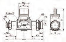 139 FUNCTION FITTINGS / MANUAL VALVES / CDC PNEUMATICS HVM-R Male hand valve BSPT thread CODE T1 T2 H1 H2 ØC N E A1 A2 K1 K2 L1 L2 M1 M2 GR.