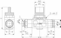 155 RACCORDI A FUNZIONE / VALVOLE MANUALI / VALVOLE MANUALI CDC PNEUMATICS HVC-R Valvola maschio conica BSPT (flusso Tubo-Filetto) CODE ØD T ØP H ØC N E B A K1 K2 L1 L2 M1 M2 GR.