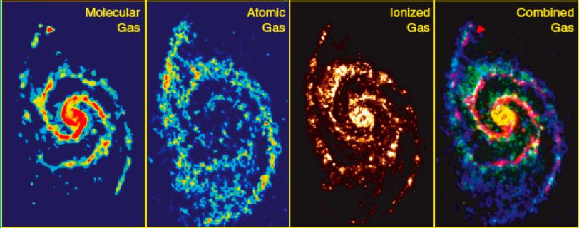 lungo i bracci a spirale (nelle nubi molecolari giganti)