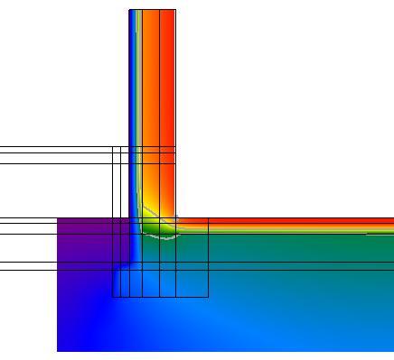 La correzione del ponte termico della struttura in cemento armato si concretizza dando continuità al materiale isolante sulla superficie esterne