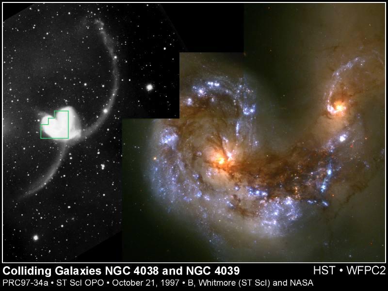 Starburst Indotti da Collisioni Code mareali: le stelle ed il gas sono strappate via dalla galassia dalle forze mareali.
