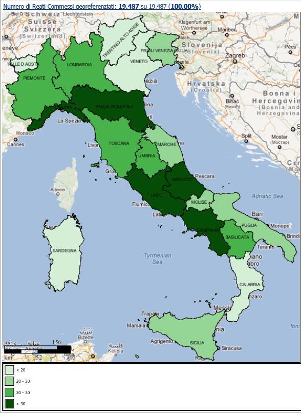 TRUFFE ANNO 2018 IN DANNO DI OVER 65 PER 100K Come evidenziato dal seguente grafico, le regioni