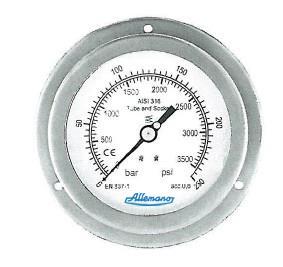 con 3 fori Pressure gauge with back connection for