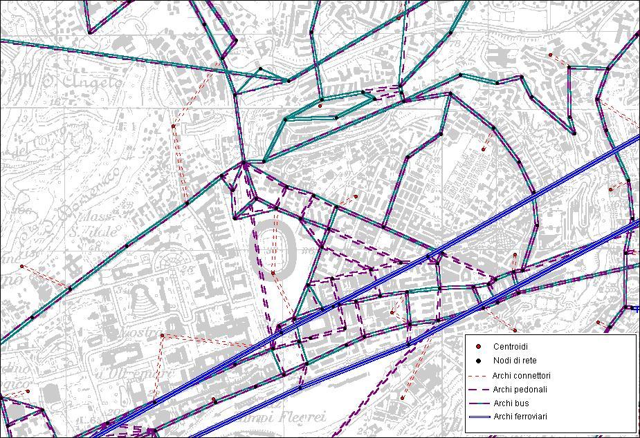Esempi Grafo infrastrutturale del trasporto collettivo di Napoli (particolare