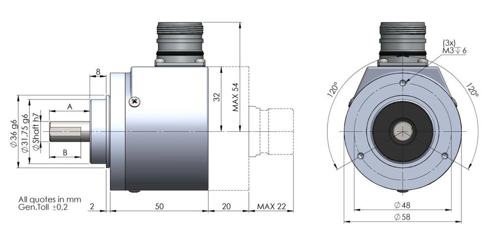 H Encoder incrementale ad alta risoluzione ø58mm Incremental shaft encoder, high resolution ø58mm Dati Meccanici / Mechanics data Custodia / Cover: Alluminio /