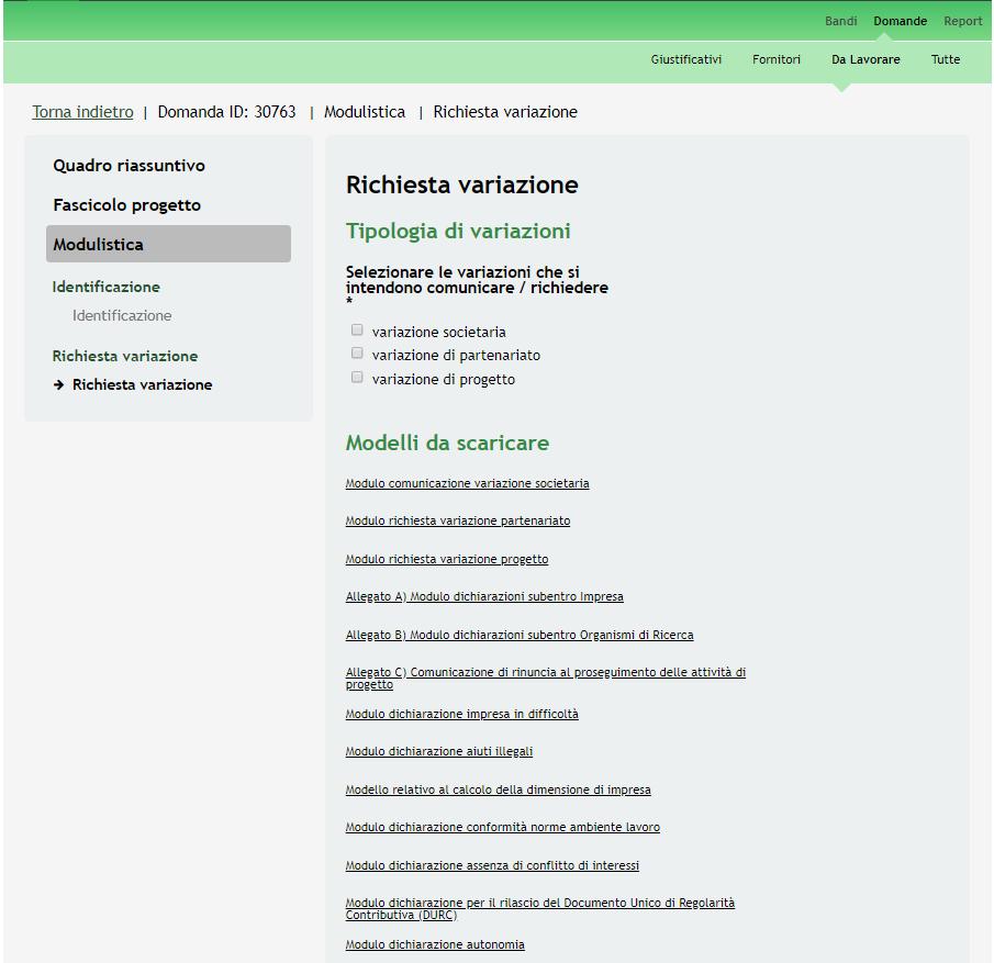 3.2 Modulo: Richiesta Variazione Figura 10 Modulo Richiesta