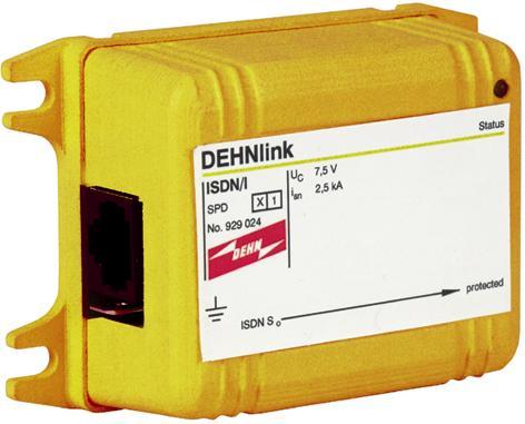 Yellow / Line DEHNlink ISDN I Protezione da sovratensioni per impianti ISDN indicazione di funzione con LED montaggio rapido a parete IP20 ingresso: boccola
