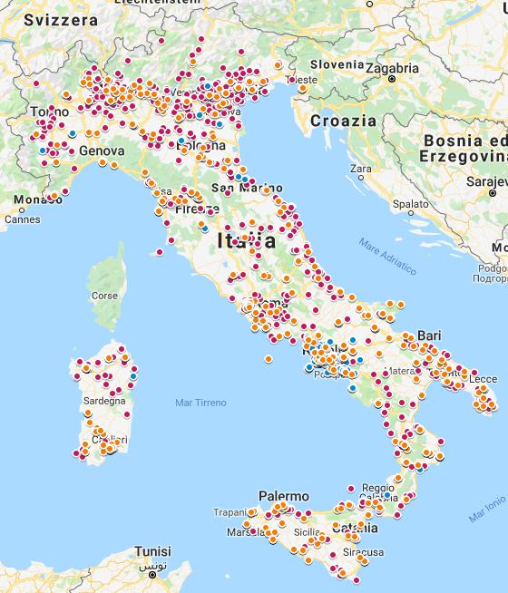 La rete pubblico-privata Distribuzione territoriale delle sedi della Fondazione N. Delegati sedi operative accreditate a livello regionale (109) N.