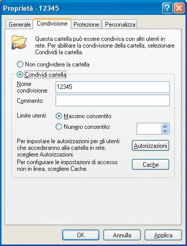 Condivisione di una cartella in Windows XP 1.