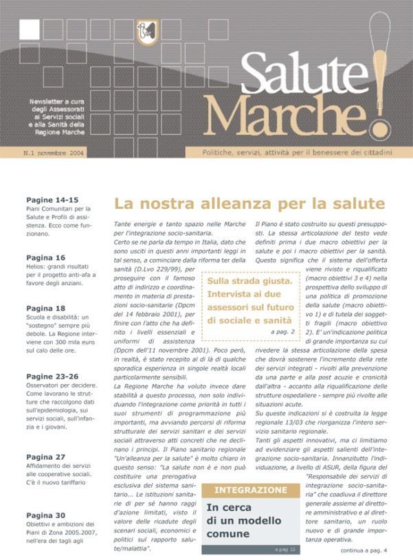 1.Fornitura di contenuti: committenti Regione Marche Sociale Marche e