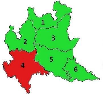 La Lombardia ha definito 6 macro-aree meteorologiche Nell esempio di mappa del bollettino (e della APP) in verde