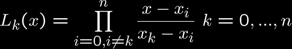 Polinomio di interpolazione nella forma di Lagrange Polinomio di interpolazione nella forma