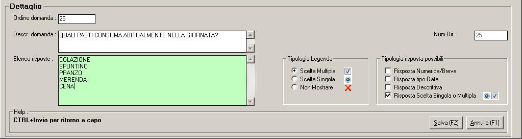 Gestione tabella Test Struttura del programma Inserimento/modifica tabella questionari, sezioni, domande.