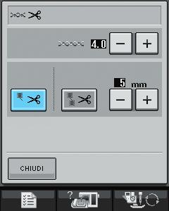 REGOLAZIONI DEL RICAMO Utilizzo dell funzione di tglio utomtico del filo (RIFINITURA AL TERMINE DEL COLORE) L funzione di tglio utomtico del filo consente di tglire il filo l termine dell cucitur di