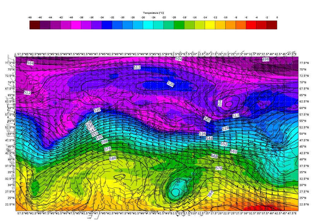 1. Evoluzione generale e zone interessate Lo scenario sinottico presenta un flusso polare quasi interamente al di sopra del 50 parallelo Nord e dalla componente zonale prevalente.