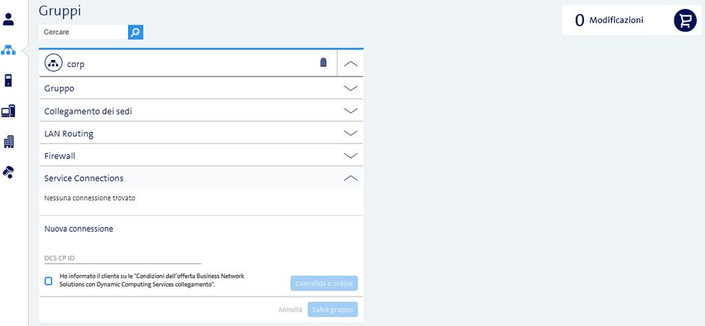 Al comando del menu «Gruppi» aprite il menu «Collegamenti logici» e inserite il DCS CP-ID. Attenzione: Con DCS+ è necessario inserire il "Connection Point Key".