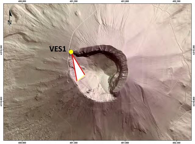 3. MONITORAGGIO TERMICO AD IMMAGINE La stazione della Rete Permanente di Monitoraggio Termico VES1 acquisisce immagini all'infrarosso del versante interno sud occidentale del cratere del Vesuvio (Fig.