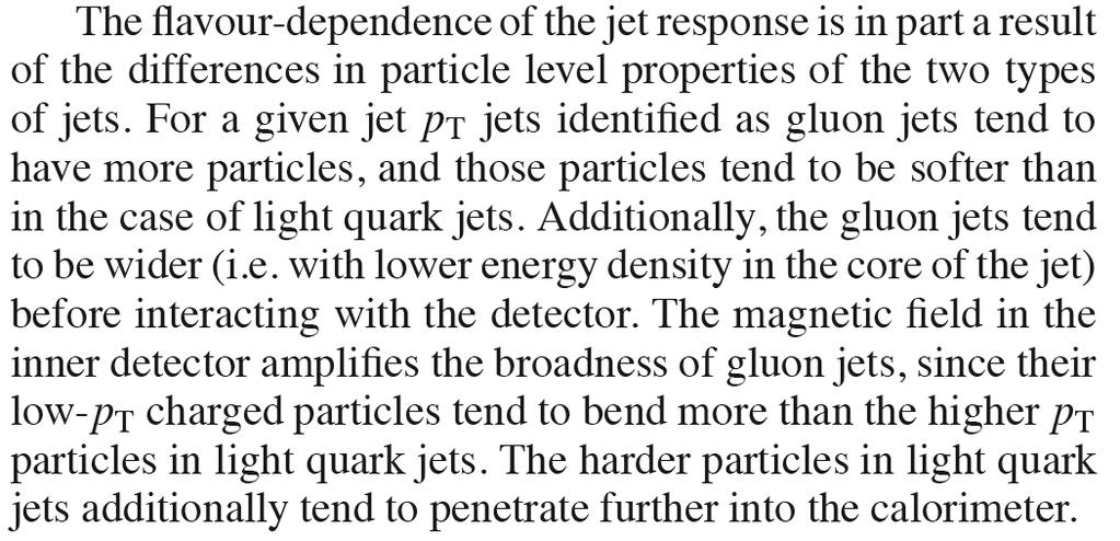 Impatto su calorimetri La risposta del calorimetro a jet da g vs q e diversa