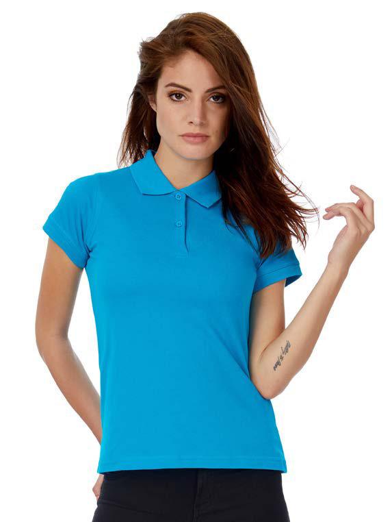 110 BCPK486 p. 410 BCPW457 Safran Timeless/Women Polo donna piqué maniche corte, 100% cotone pettinato preristretto ring-spun. 3 bottoni tono su tono. Vestibilità moderna, più lunga.