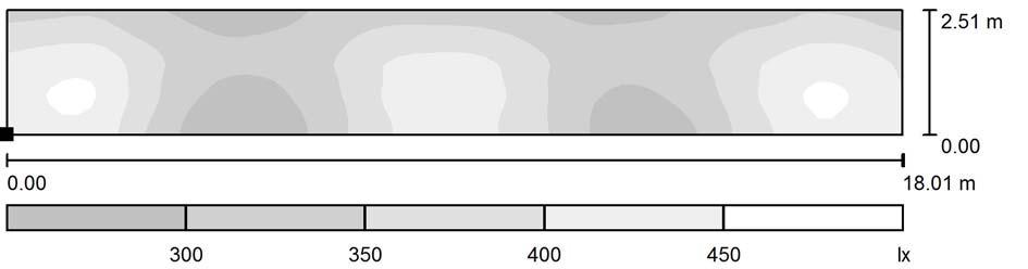 Palestra - ordinaria / Superficie di calcolo 3 / Livelli di grigio (E, orizzontale) Posizione della superficie nel locale: Punto contrassegnato: (42.