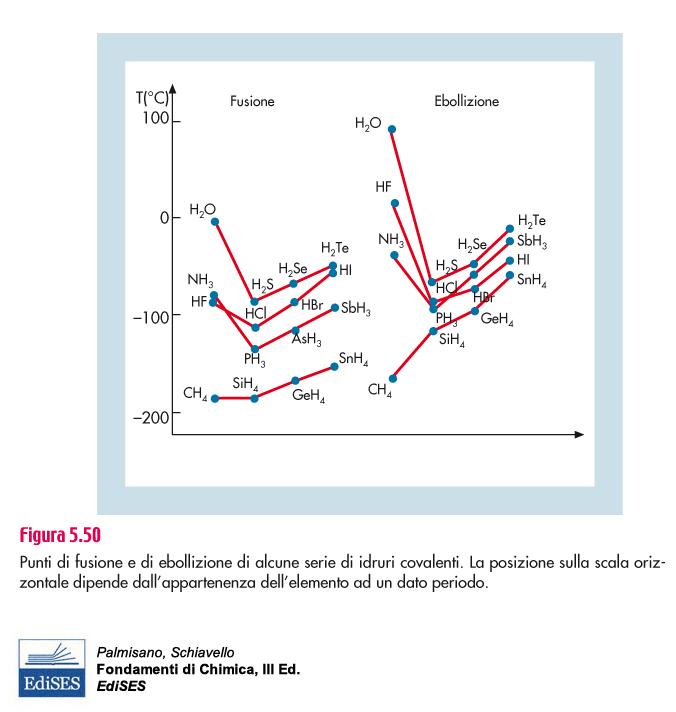 H2O, NH3, HF hanno T di fusione ed ebollizione più alta degli altri