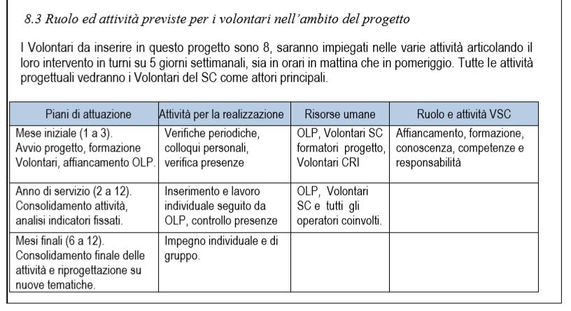 ATTIVITÁ D'IMPIEGO DEI VOLONTARI: Descrizione del progetto e tipologia dell intervento che definisca in modo puntuale le attività previste dal progetto