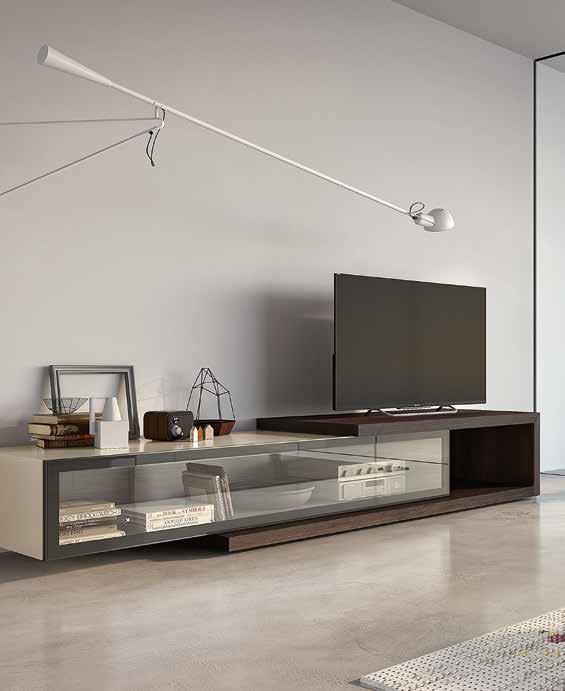 Struttura C C-shaped Structure Finiture, Finishes Struttura, Structure Laccato Opaco o Lucido, Matt or High Gloss Lacquered Soft Touch Essenza, Wood: Borgogna, Canaletto, Rovere Fumo, Rovere Grigio,