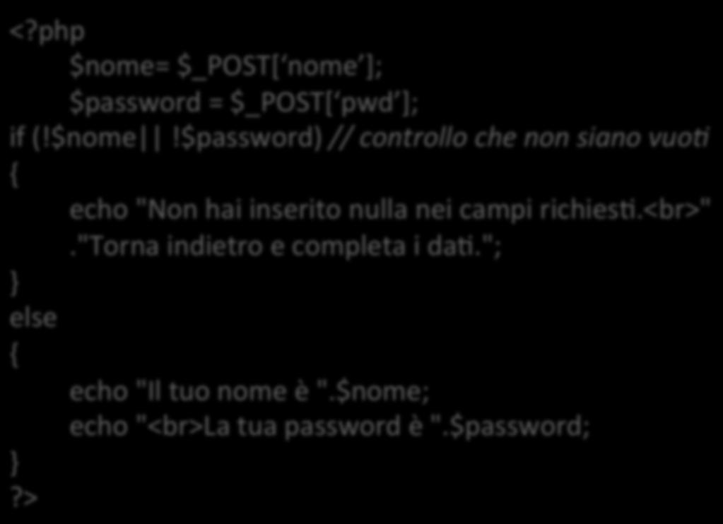 $password) // controllo che non siano