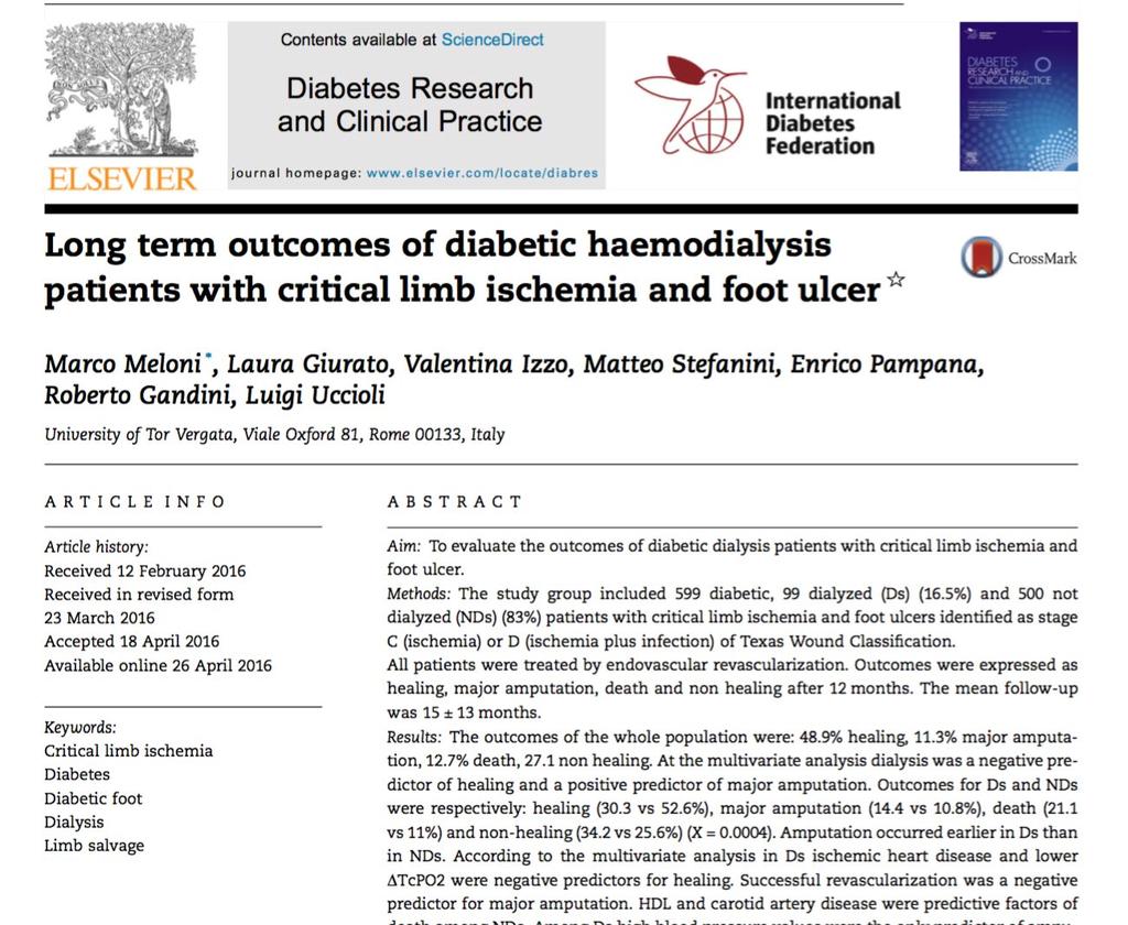 Not dialysis: 52,6% healing 10,8% amputation 11% death